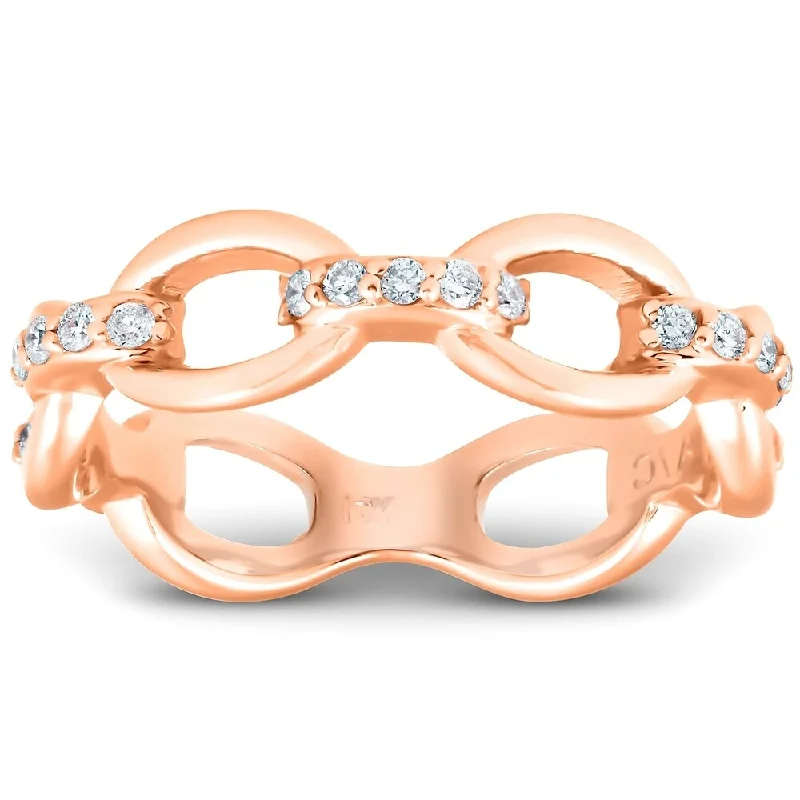 Halo - Style Women's Diamond Rings with a Center Diamond Surrounded by Smaller Diamonds in 18K Gold1/4Ct Diamond Link Fashion Ring Womens 14k Rose Gold Anniversary Band Halo - Style Women's Diamond Rings with a Center Diamond Surrounded by Smaller Diamonds in 18K Gold1/4Ct Diamond Link Fashion Ring Womens 14k Rose Gold Anniversary Band