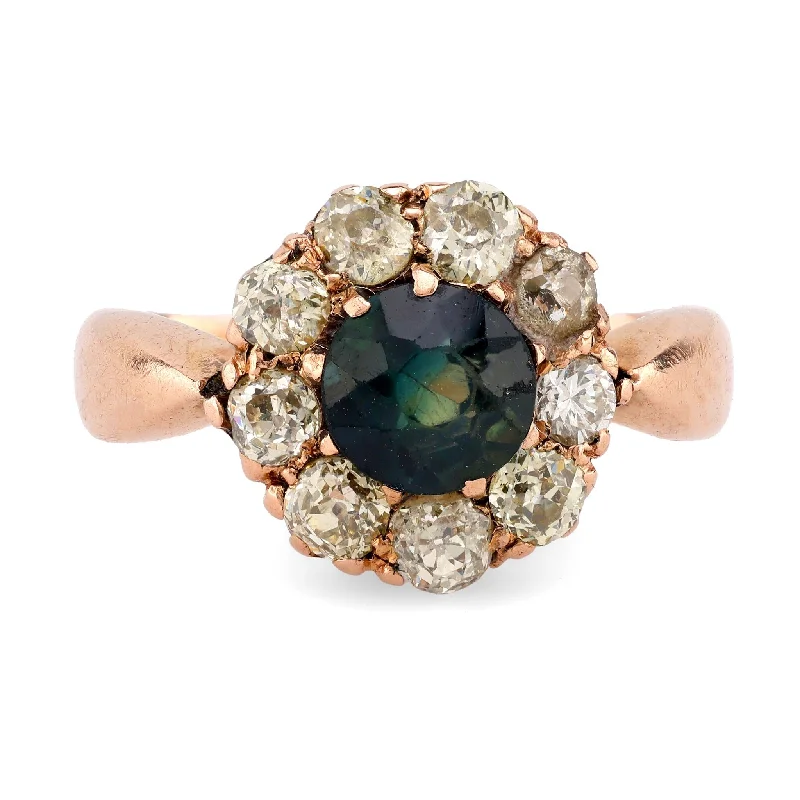 Amethyst and diamond engagement ring in a 18K gold and silver two - tone settingVictorian Sapphire Diamond 18K Rose Gold Cluster Ring Amethyst and diamond engagement ring in a 18K gold and silver two - tone settingVictorian Sapphire Diamond 18K Rose Gold Cluster Ring