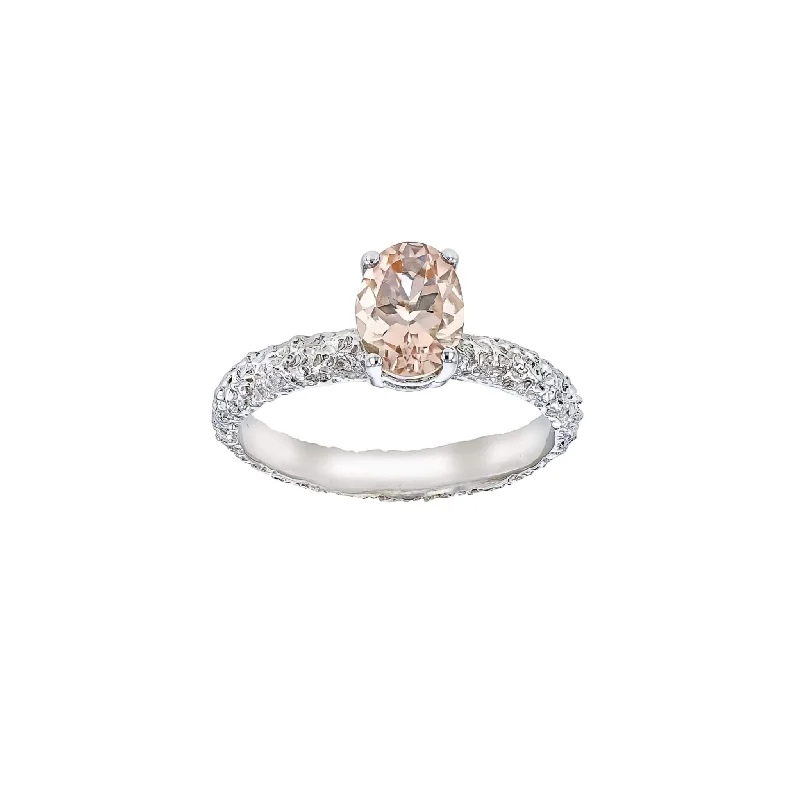Asscher - cut diamond engagement ring with a pavé - set eternity band in platinumFine Frost Morganite White Gold Asscher - cut diamond engagement ring with a pavé - set eternity band in platinumFine Frost Morganite White Gold