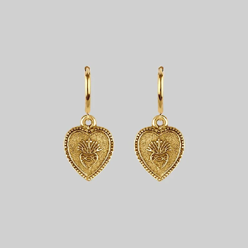 Statement hoop earringsARDOUR. Sacred Heart Hoop Earrings - Gold
