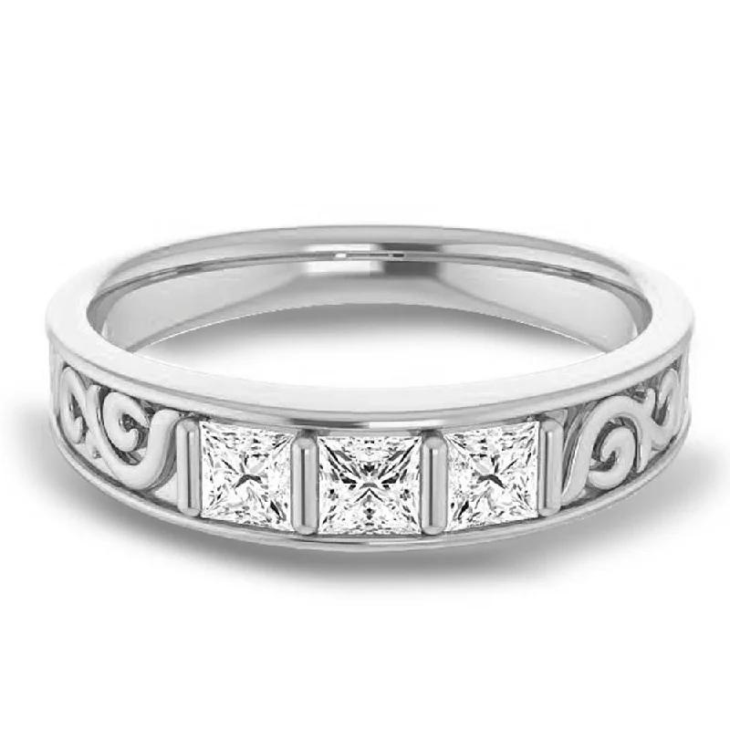 Men's turquoise - inlaid rings for a southwestern feel1.0 ctw Bar Set Princess Diamond Men's Ring Filigree Accent