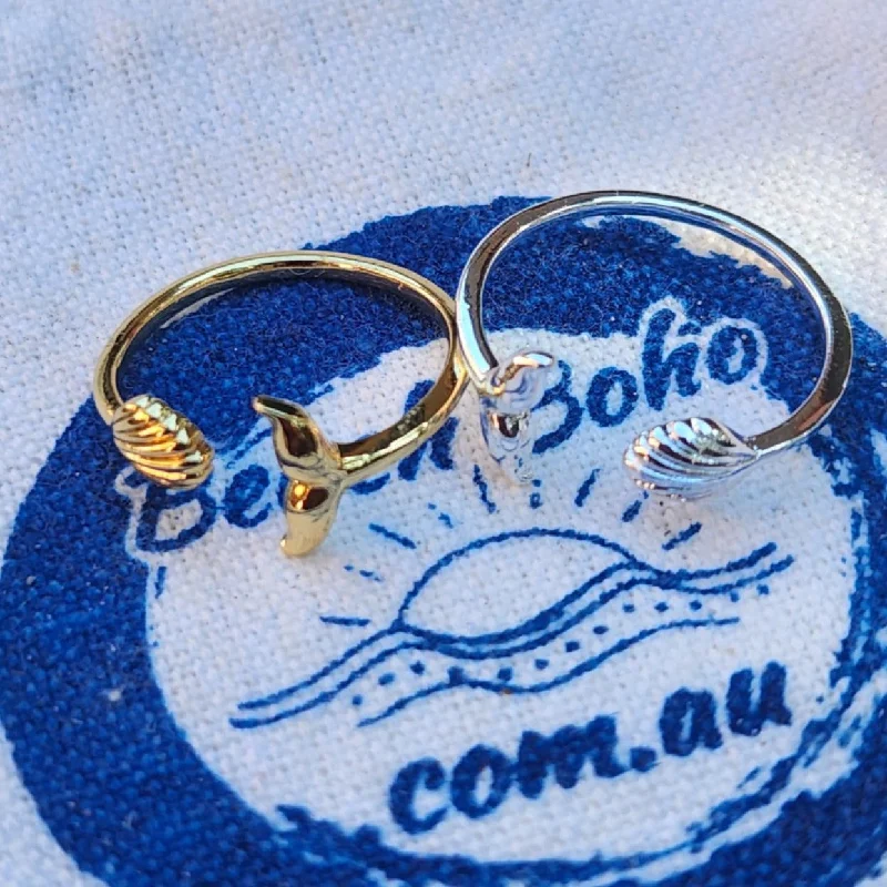 Statement - Making Cocktail Rings for Women with Large Cubic ZirconiaMERMAID BEACH RING - ADJUSTABLE WATERPROOF GOLD/ SILVER RING Statement - Making Cocktail Rings for Women with Large Cubic ZirconiaMERMAID BEACH RING - ADJUSTABLE WATERPROOF GOLD/ SILVER RING