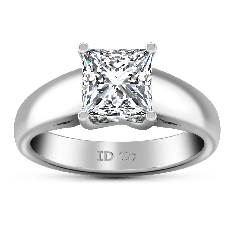 Minimalist Women's Rings with a Single Pearl in 14K Gold - Plated BandsSolitaire Princess Cut Diamond Engagement Ring Leyla 14K White Gold Minimalist Women's Rings with a Single Pearl in 14K Gold - Plated BandsSolitaire Princess Cut Diamond Engagement Ring Leyla 14K White Gold