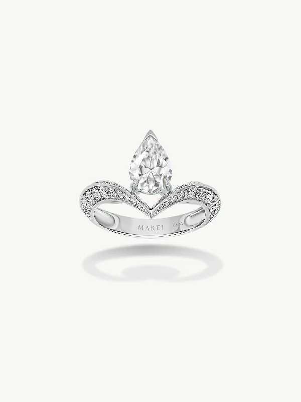 Art Deco - Inspired Women's Rings with Geometric Shapes in 14K GoldDorian Floating Teardrop-Shaped Brilliant White Diamond Engagement Ring In Platinum Art Deco - Inspired Women's Rings with Geometric Shapes in 14K GoldDorian Floating Teardrop-Shaped Brilliant White Diamond Engagement Ring In Platinum