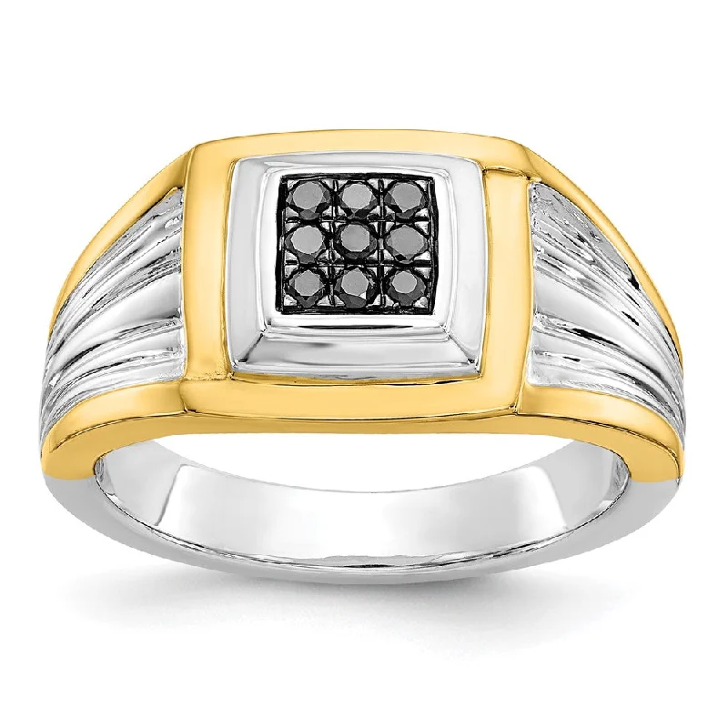 Men's budget - friendly rings for cost - conscious shoppers14k Two-tone Gold Two-tone Black Diamond Mens Ring