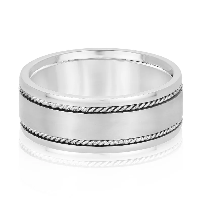 Men's stackable rings for a layered lookMen's Double Line Twisted Rope Classic Band Men's stackable rings for a layered lookMen's Double Line Twisted Rope Classic Band