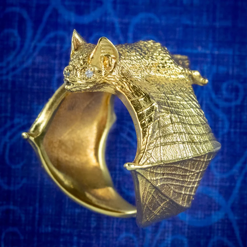 Women's Diamond Rings with Sapphire Accents in Blue for a Colorful and Sophisticated TouchVictorian Style Diamond Bat Ring Sterling Silver 18ct Gold Gilt Women's Diamond Rings with Sapphire Accents in Blue for a Colorful and Sophisticated TouchVictorian Style Diamond Bat Ring Sterling Silver 18ct Gold Gilt