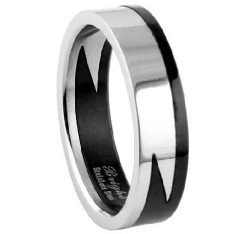 Men's opal - featured rings with iridescent colorsMen's Stainless Steel Puzzle Ring with Polished Finish and Black Accent | 7.5mm Men's opal - featured rings with iridescent colorsMen's Stainless Steel Puzzle Ring with Polished Finish and Black Accent | 7.5mm