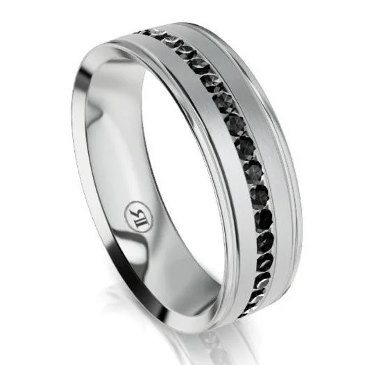 Halo - Style Women's Diamond Rings with a Center Diamond Surrounded by Smaller Diamonds in 18K GoldThe Edison White Gold Black Diamond Mens Wedding Ring Halo - Style Women's Diamond Rings with a Center Diamond Surrounded by Smaller Diamonds in 18K GoldThe Edison White Gold Black Diamond Mens Wedding Ring