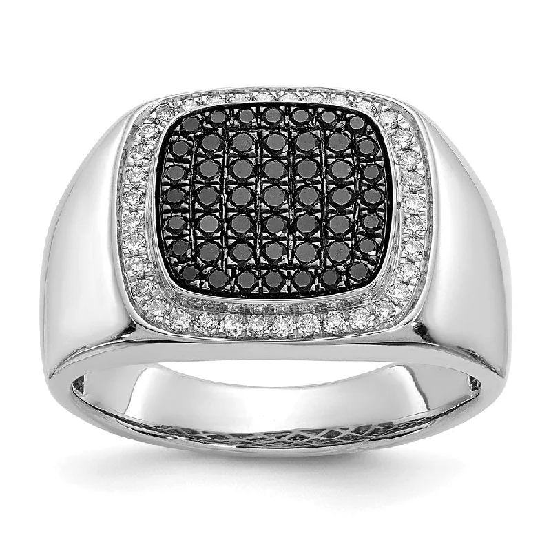 Men's laser - engraved rings with custom messages14k White Gold Black and White Diamond Mens Ring Men's laser - engraved rings with custom messages14k White Gold Black and White Diamond Mens Ring