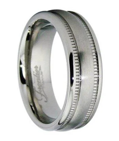 Men's hematite - ring for a metallic gray lusterMen's Titanium Wedding Ring with Milgrain Edges | 6.5mm Men's hematite - ring for a metallic gray lusterMen's Titanium Wedding Ring with Milgrain Edges | 6.5mm