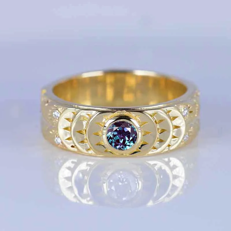 Men's polished brass rings with a warm glowCopy of ''Chrysler'' 0.5 Carat Alexandrite Men's Gold Ring Men's polished brass rings with a warm glowCopy of ''Chrysler'' 0.5 Carat Alexandrite Men's Gold Ring