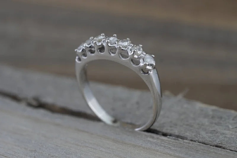 Men's adjustable - size rings for a perfect fit14k White Gold Rose Cut Classic Diamond Vintage Ring Antique Half Dainty Band Men's adjustable - size rings for a perfect fit14k White Gold Rose Cut Classic Diamond Vintage Ring Antique Half Dainty Band
