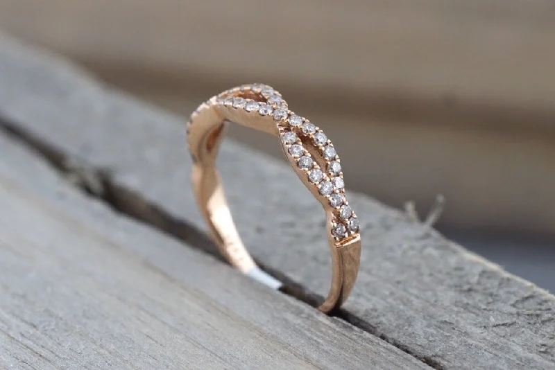 Men's meteorite - inlay rings for a cosmic touch14k Rose Gold Infinity Twist Cross Intertwined Crossover Vine Vintage Diamond Engagement Band Brilliant Cut Men's meteorite - inlay rings for a cosmic touch14k Rose Gold Infinity Twist Cross Intertwined Crossover Vine Vintage Diamond Engagement Band Brilliant Cut