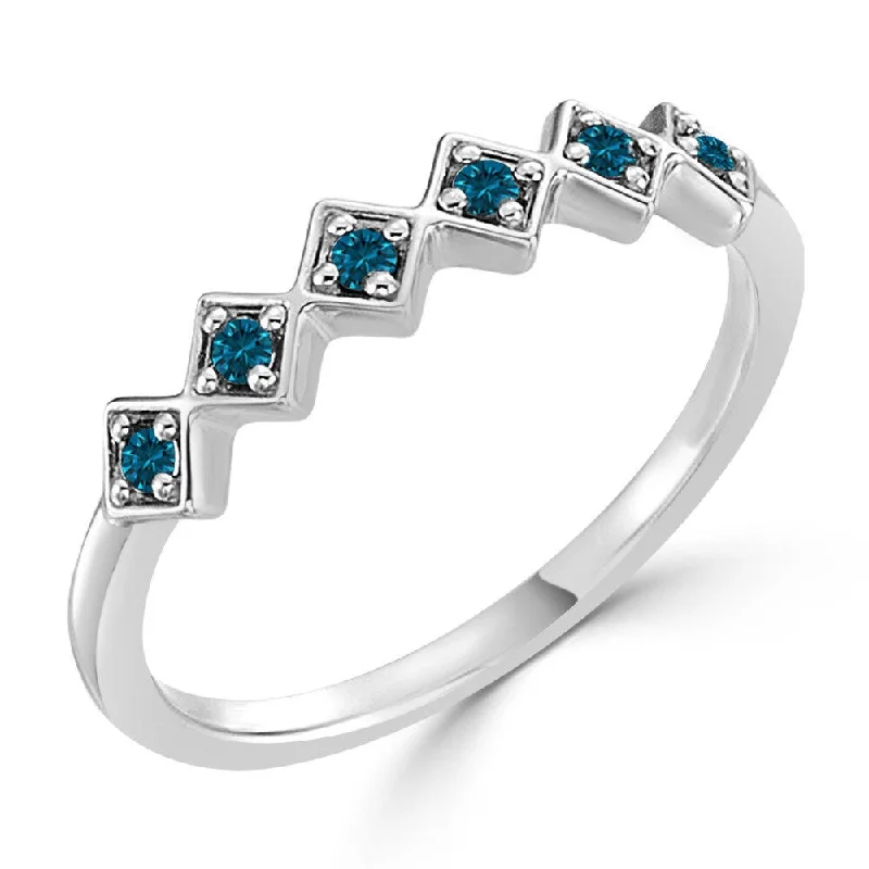 Signature - Design Women's Diamond Rings with a Brand - Specific Pattern and High - Quality DiamondsAuriya 10k Gold 1/8ctw Ultra-thin Stackable Blue Diamond Wedding Band Signature - Design Women's Diamond Rings with a Brand - Specific Pattern and High - Quality DiamondsAuriya 10k Gold 1/8ctw Ultra-thin Stackable Blue Diamond Wedding Band