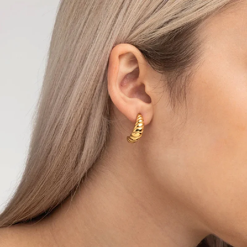 Adjustable Ring Sizes for Women's Rings in Stainless SteelCroissant Style Hoop Earrings
