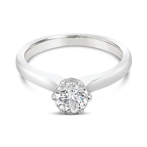 Art Deco - Inspired Women's Diamond Rings with Geometric Designs and Baguette - Cut Diamonds18ct White Gold Diamond Solitaire Ring 0.56ct F/VS2 Round Brilliant Cut Art Deco - Inspired Women's Diamond Rings with Geometric Designs and Baguette - Cut Diamonds18ct White Gold Diamond Solitaire Ring 0.56ct F/VS2 Round Brilliant Cut