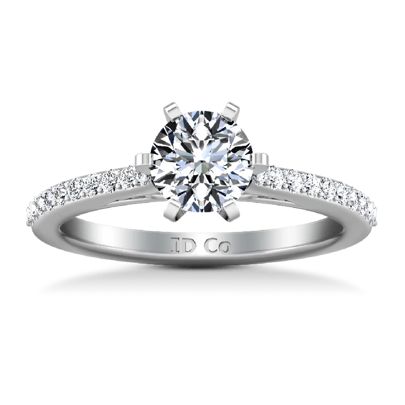 Interlocking Band Women's Rings in White Gold for a Modern DesignRound Diamond Pave Engagement Ring Juliette 14K White Gold Interlocking Band Women's Rings in White Gold for a Modern DesignRound Diamond Pave Engagement Ring Juliette 14K White Gold