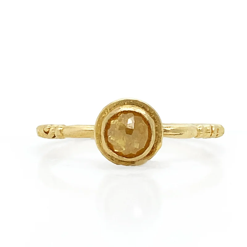 Tennis - Style Women's Diamond Rings with a Continuous Row of Diamonds for a Classic and Versatile LookOpaque Yellow Rose-Cut Diamond Ring - "Helios"