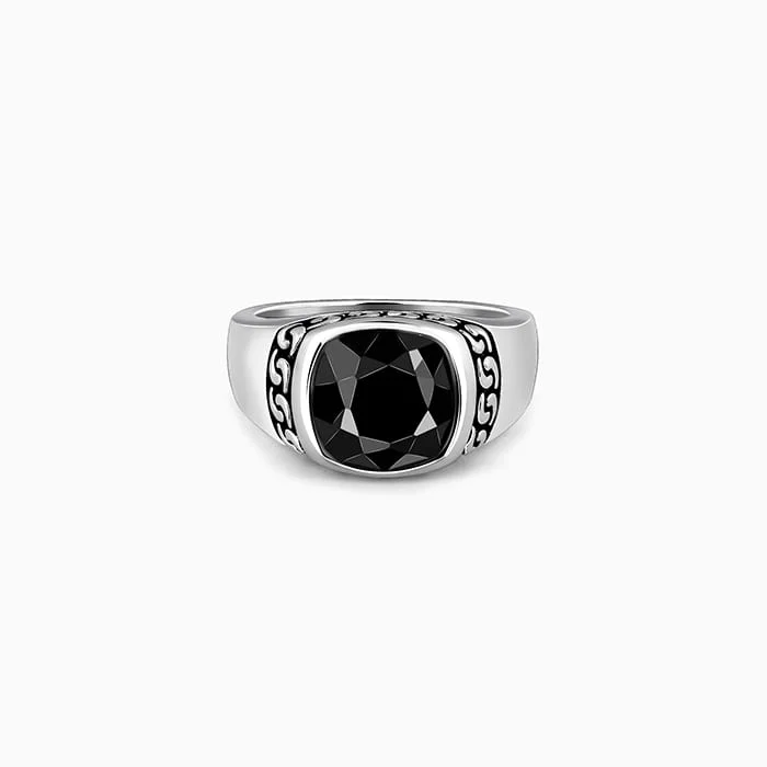 Magnetic Clasp Women's Rings for Easy Wearing and RemovalSilver Black Radiance Ring For Him