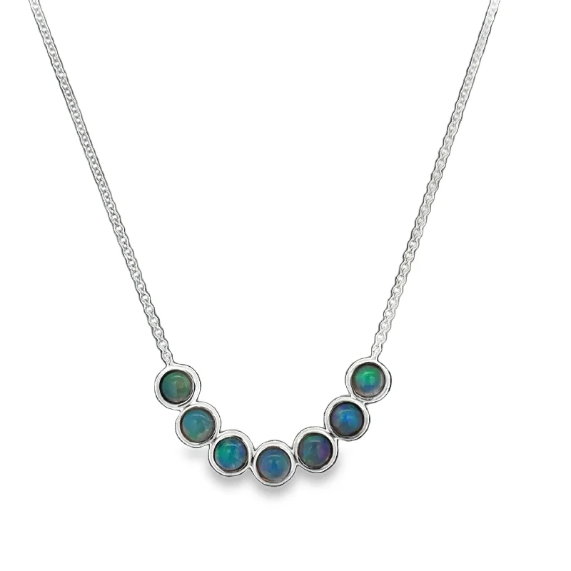 Three - stone diamond engagement ring in rose gold, symbolizing past, present, and futureCurved Bezel Set Opal Necklace in White Gold Three - stone diamond engagement ring in rose gold, symbolizing past, present, and futureCurved Bezel Set Opal Necklace in White Gold