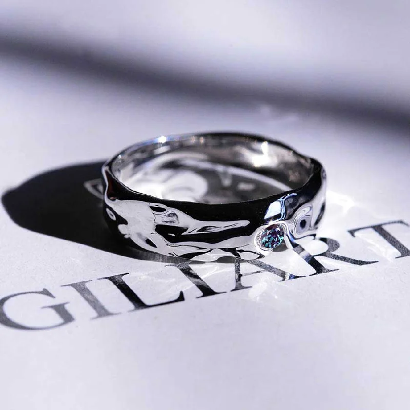 Men's glow - in - the - dark rings for a fun effect"Liquid Metal" Alexandrite Men's 14K White Gold Ring Men's glow - in - the - dark rings for a fun effect"Liquid Metal" Alexandrite Men's 14K White Gold Ring