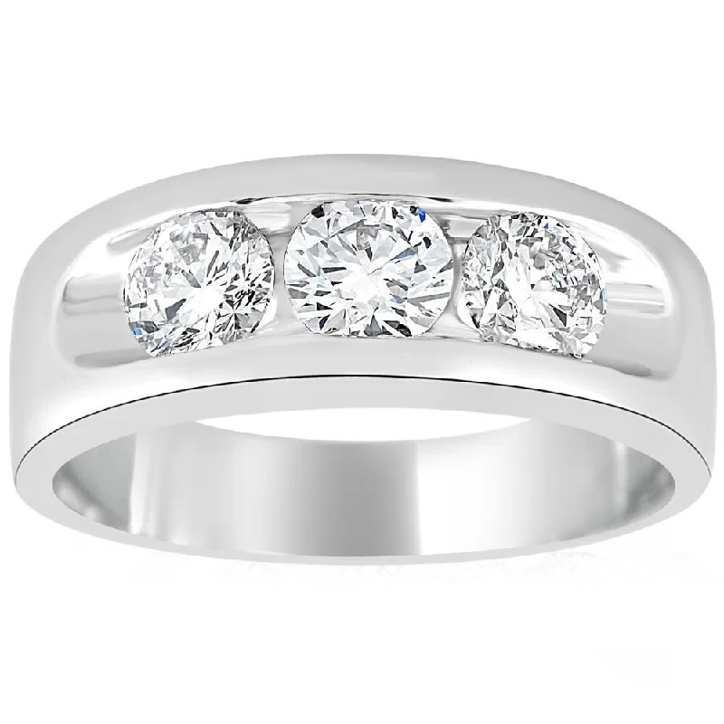 Three - Stone Women's Diamond Rings Symbolizing Past, Present, and Future with Emerald - Cut DiamondsG/VS 2.25Ct Diamond Men's Three Stone Ring 10k White Gold Lab Grown Three - Stone Women's Diamond Rings Symbolizing Past, Present, and Future with Emerald - Cut DiamondsG/VS 2.25Ct Diamond Men's Three Stone Ring 10k White Gold Lab Grown