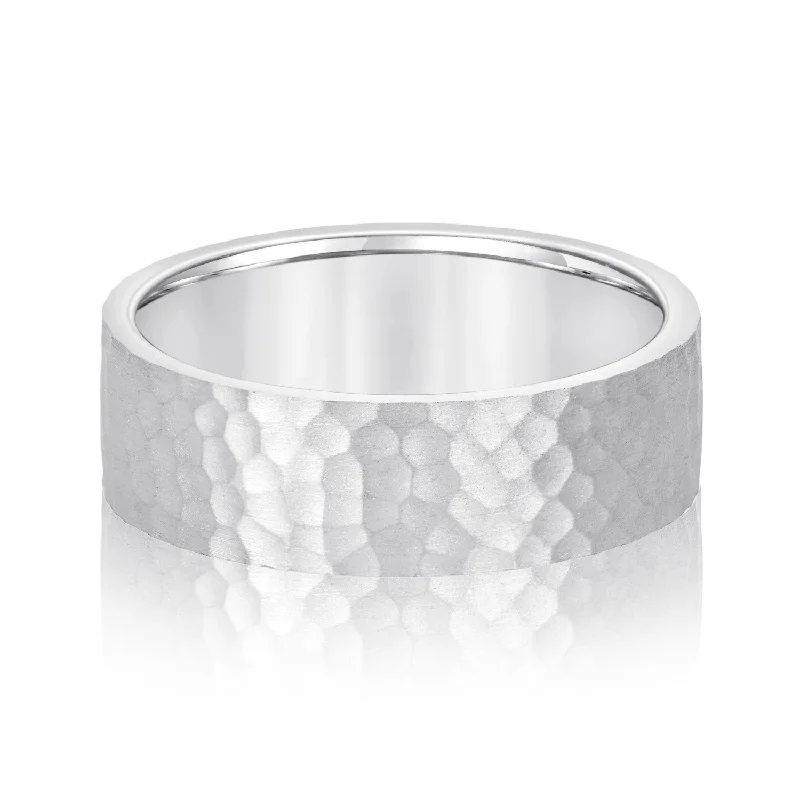 Men's laser - engraved rings with custom messagesMen's Flat Hammered Band Timeless Texture Men's laser - engraved rings with custom messagesMen's Flat Hammered Band Timeless Texture