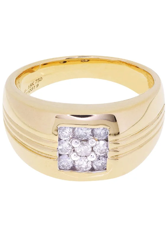 Pear - Shaped Women's Diamond Rings in Yellow Gold with a Single - Diamond Pendant LookMens Diamond Ring| 0.47 Carats