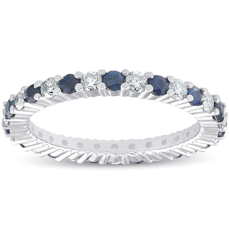 Marquise - Cut Women's Diamond Rings in Palladium for a Unique and Elongated Shape1 cttw Blue Sapphire Diamond Wedding Eternity Ring 10k White Gold Marquise - Cut Women's Diamond Rings in Palladium for a Unique and Elongated Shape1 cttw Blue Sapphire Diamond Wedding Eternity Ring 10k White Gold