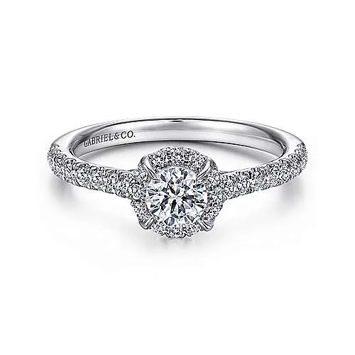 Men's Diamond Engagement Rings with Platinum Band and Halo Setting for a Luxury ProposalGabriel & Co. 14K White Round Halo Engagement Ring Men's Diamond Engagement Rings with Platinum Band and Halo Setting for a Luxury ProposalGabriel & Co. 14K White Round Halo Engagement Ring