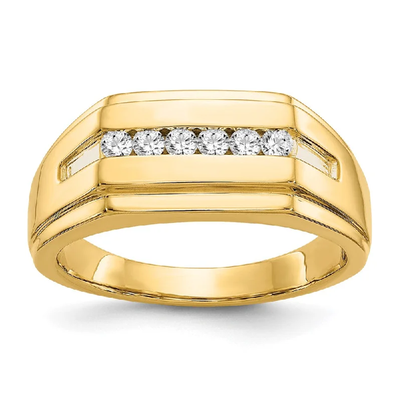 Men's stackable rings for a layered look14k Yellow Gold Diamond 6-stone Mens Ring