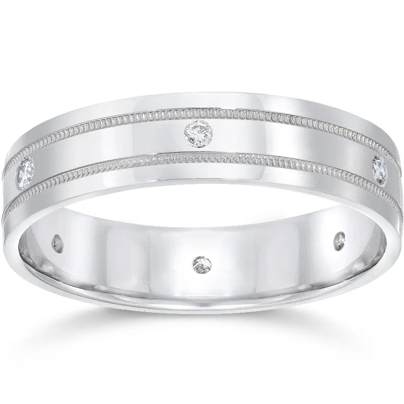 Women's Diamond Rings with Amethyst and Diamond Combinations for a Purple - Hued EleganceMens White Gold Diamond Wedding Anniversary Band