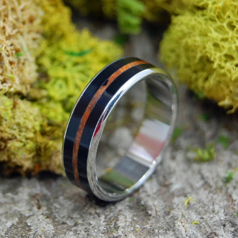 Vintage - Inspired Filigree - Design Women's Rings in Sterling SilverOnyx Redwood | Men's Redwood, Onyx Stone & Titanium Wedding Ring Vintage - Inspired Filigree - Design Women's Rings in Sterling SilverOnyx Redwood | Men's Redwood, Onyx Stone & Titanium Wedding Ring
