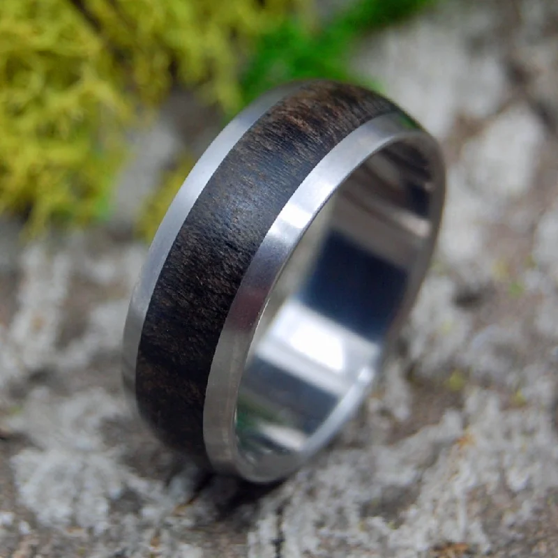Men's glow - in - the - dark rings for a fun effectChocolate Ebony | Men's Ebony Wood & Titanium Wedding Ring