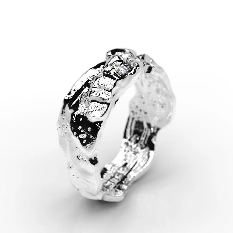Men's anchor - themed rings for a nautical lookMoon Diamond Men's 14K White Gold Ring. Men's anchor - themed rings for a nautical lookMoon Diamond Men's 14K White Gold Ring.