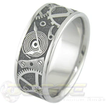 Titanium Rings with Mother - of - Pearl Inlays for an Elegant TouchChronos