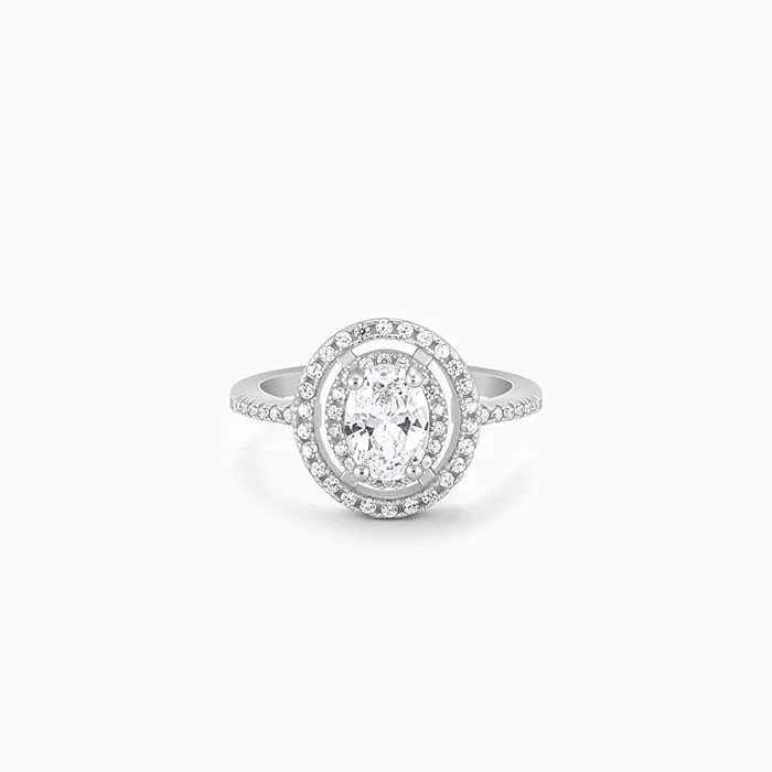 Tennis - Style Women's Rings with a Row of Round Diamonds in PlatinumSilver Sanguine Ring