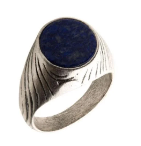 Men's thumb rings with a wide bandStainless Steel Silver Plated with Lapis Stone Signet Ring-11.11mm Men's thumb rings with a wide bandStainless Steel Silver Plated with Lapis Stone Signet Ring-11.11mm