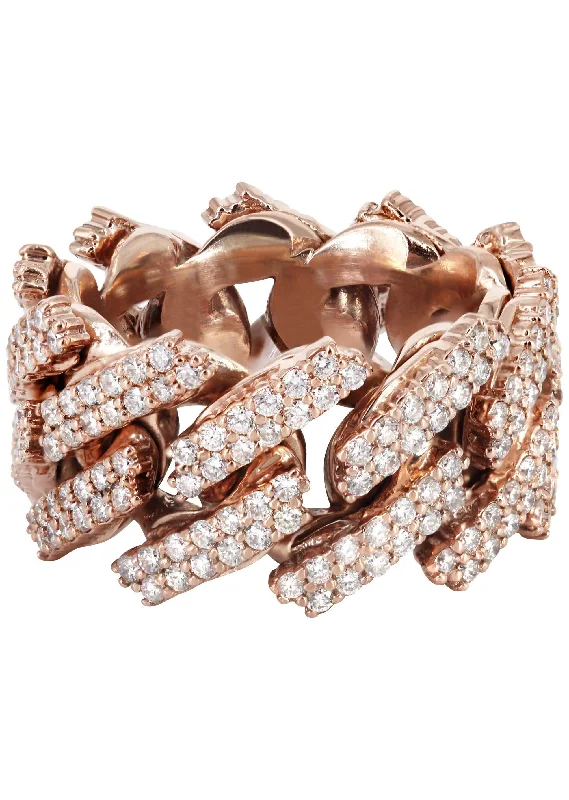 Cluster - Style Women's Diamond Rings with Multiple Small Diamonds Arranged in a Stunning Pattern14K Rose Gold Diamond Cuban Link Ring | 4.00 Carats