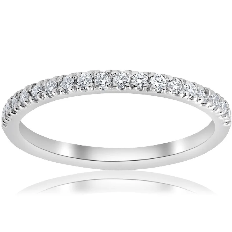 Tennis - Style Women's Diamond Rings with a Continuous Row of Diamonds for a Classic and Versatile Look1/5ct Pave Diamond Wedding Ring Stackable Anniversary Band 14k White Gold Tennis - Style Women's Diamond Rings with a Continuous Row of Diamonds for a Classic and Versatile Look1/5ct Pave Diamond Wedding Ring Stackable Anniversary Band 14k White Gold
