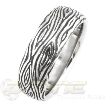 Titanium Rings with a Compass - Inlaid Center for AdventurersWood Grain