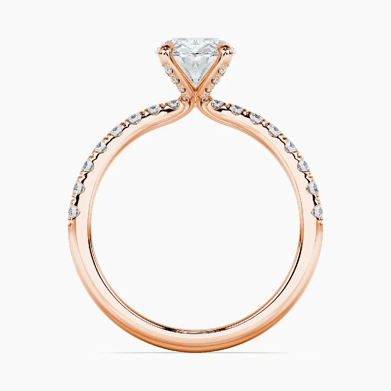 Vintage - Style Women's Diamond Rings with Floral - Engraved Bands and Multiple Diamond AccentsAuriya 14kt Rose Gold Lab Grown Oval Diamond Engagement Ring with Unique Diamond Prong (F-G, VS)