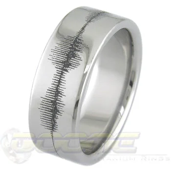 Two - Tone Titanium Rings Combining Silver and BlackSonic Waveform