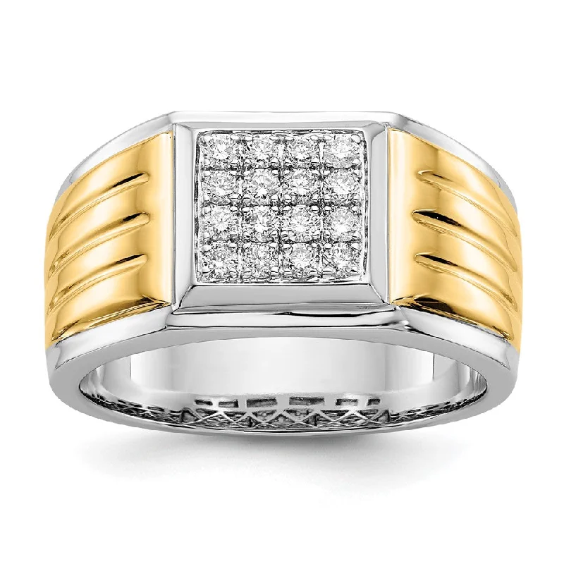 Men's hematite - ring for a metallic gray luster14k Two-tone Gold Two-tone Diamond Square Mens Ring