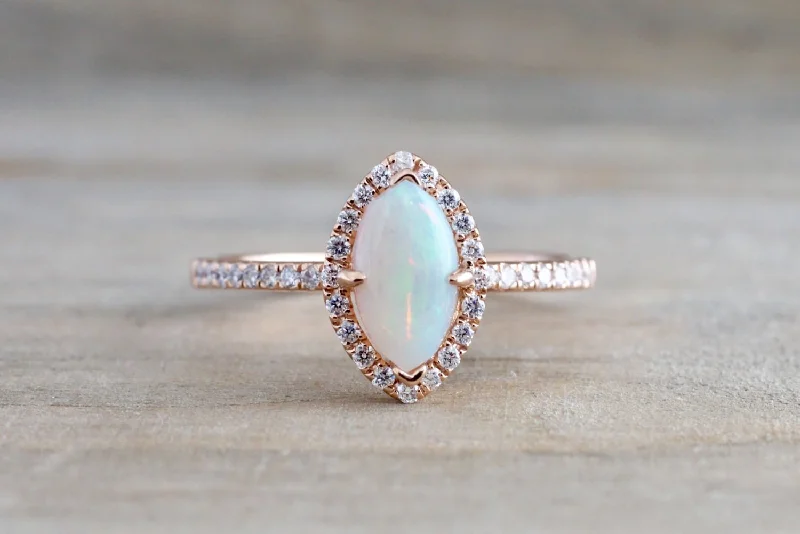 Men's waterproof rings for water - based activities14k Rose Gold Marquis Fire Opal Diamond Halo Engagement Love Anniversary Ring Art Deco Vintage Love Promise Men's waterproof rings for water - based activities14k Rose Gold Marquis Fire Opal Diamond Halo Engagement Love Anniversary Ring Art Deco Vintage Love Promise