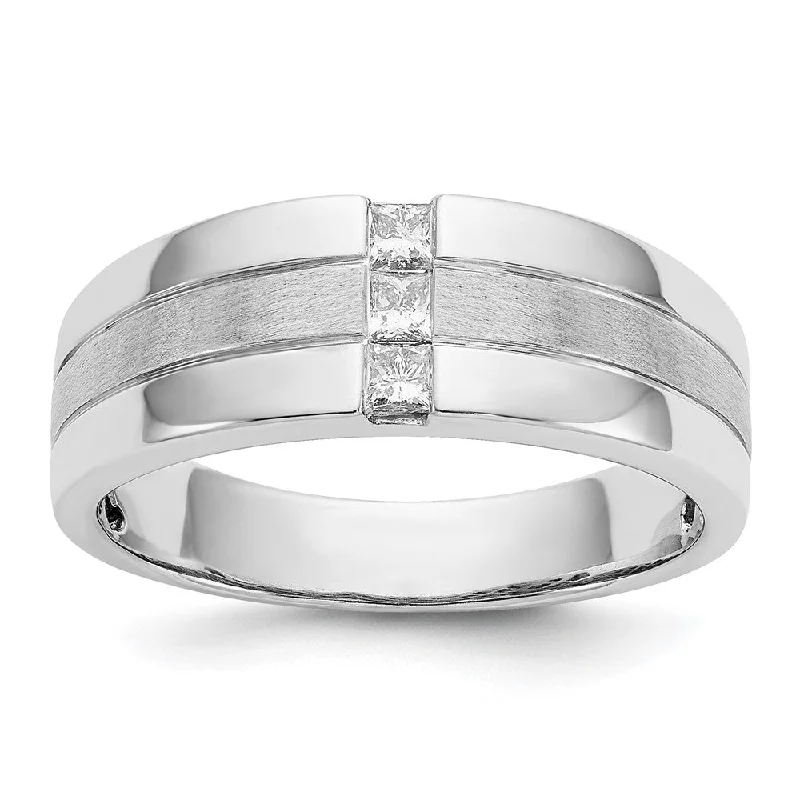 Men's sports - team logo rings for fans14k White Gold Mens Diamond Polished and Satin Ring