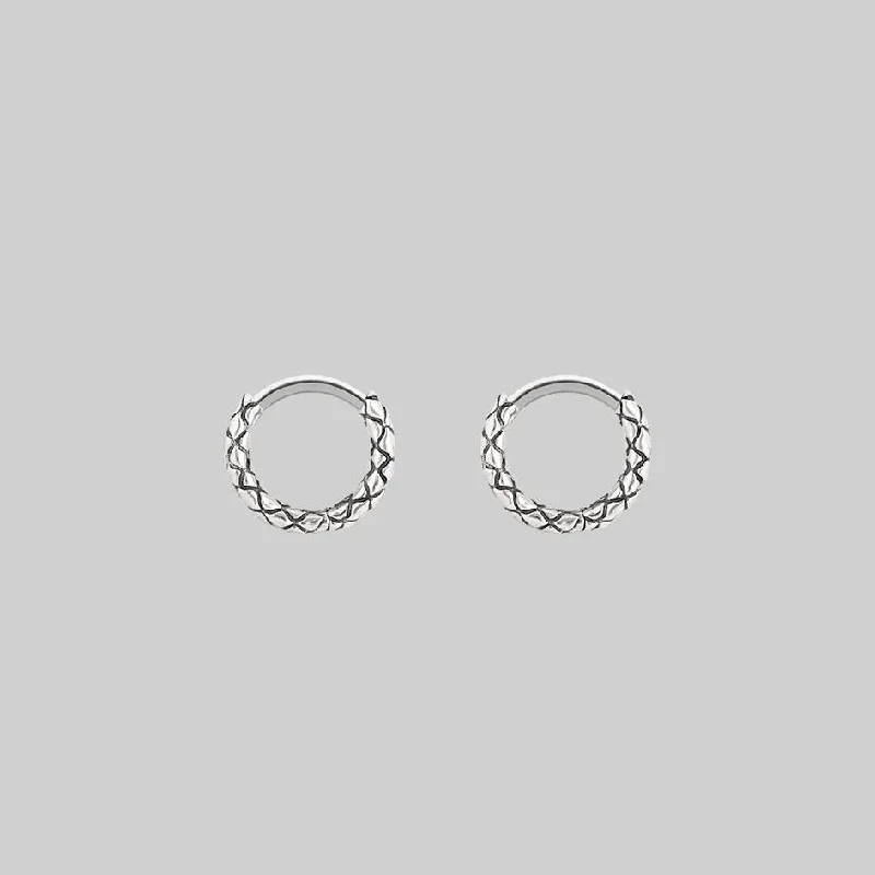 Large hoop earringsVEGA. Snake Skin Clicker Hoop Earrings - Silver