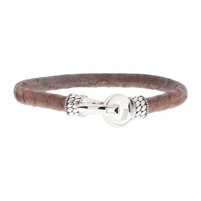 Men's classic silver wedding rings with simple bandsBrown Soft Python Snake Leather Bracelet with Hinged Polished Finish 925 Sterling Silver Clasp