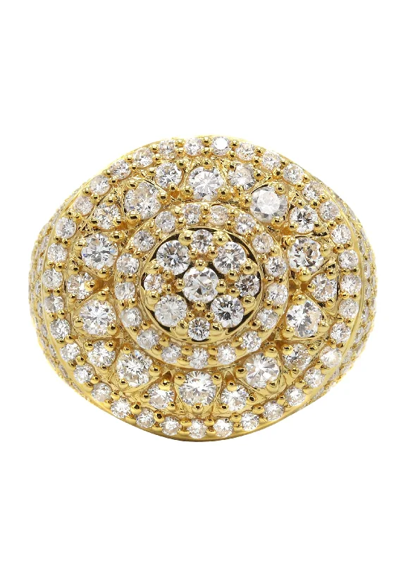 Vintage - Style Women's Diamond Rings with Floral - Engraved Bands and Multiple Diamond AccentsMens Diamond Ring | 4.63 Carats | 16.93 Grams